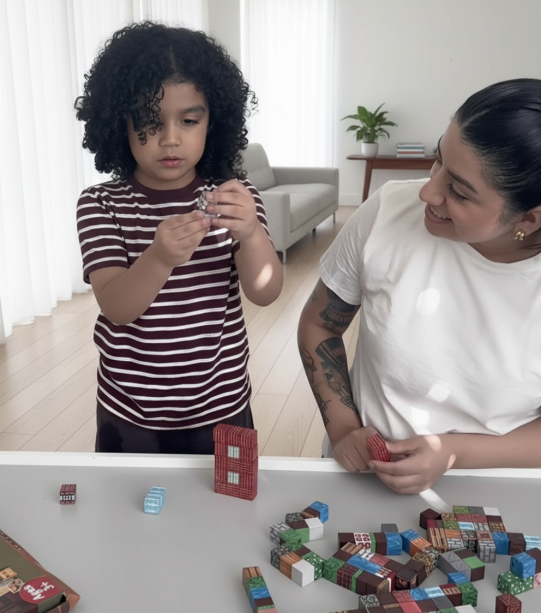 Minecraft blocks with realistic background