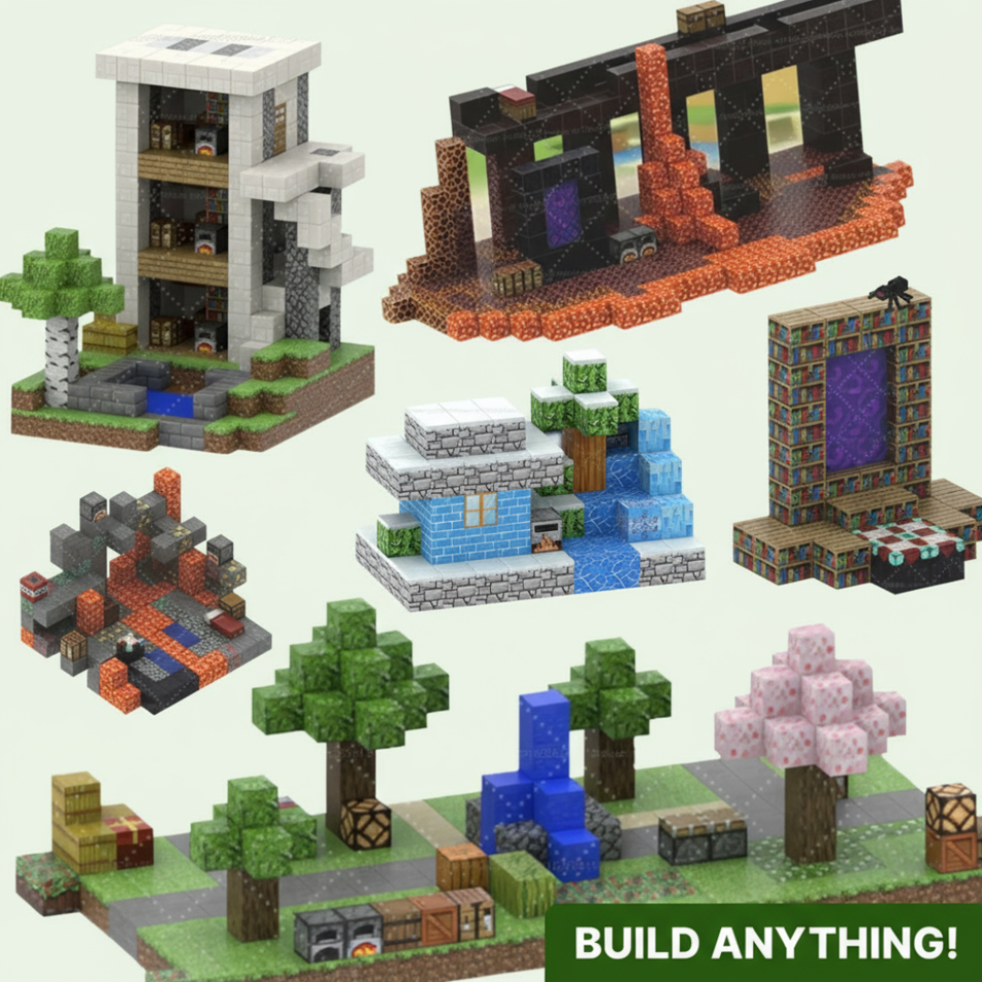 Minecraft builds with #f5f6f1 background